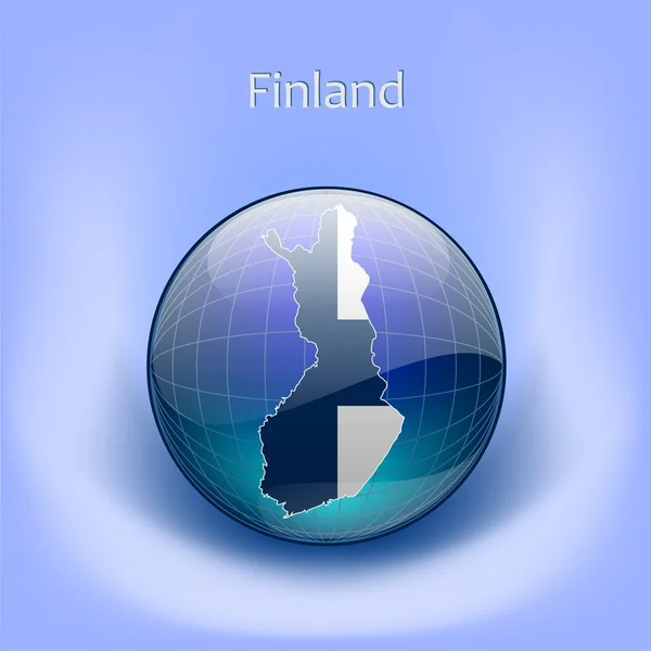 Finland with flag in the globe — Stock Vector