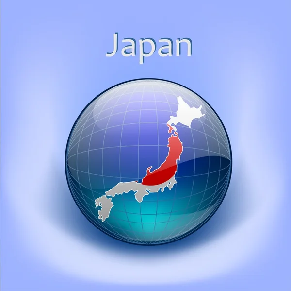 Mapa da Japana.Bandeira no globo —  Vetores de Stock