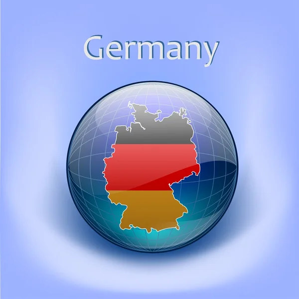 Map of Germany with flag in the globe — Stock Vector