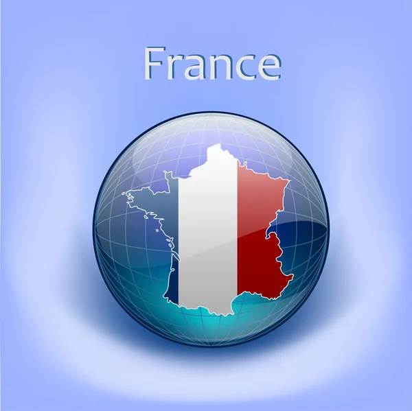 stock vector Map of France with flag in the globe