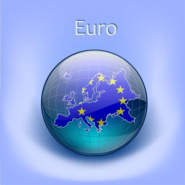 Europe Flag in the globe — Stock Vector