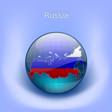 Map of Russia in the globe clipart