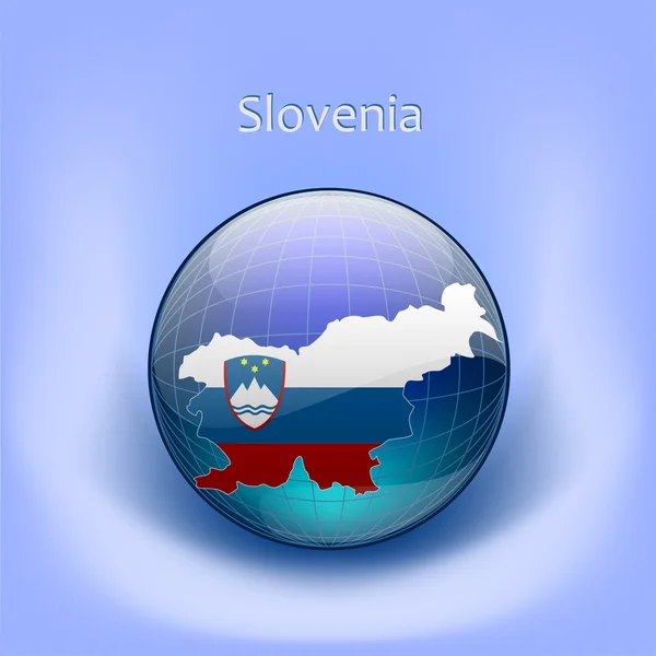 Map of Slovenia flag in the globe — Stock Vector