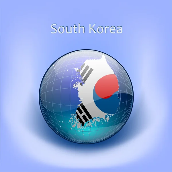 stock vector Vector illustration of South Korea map a in the globe