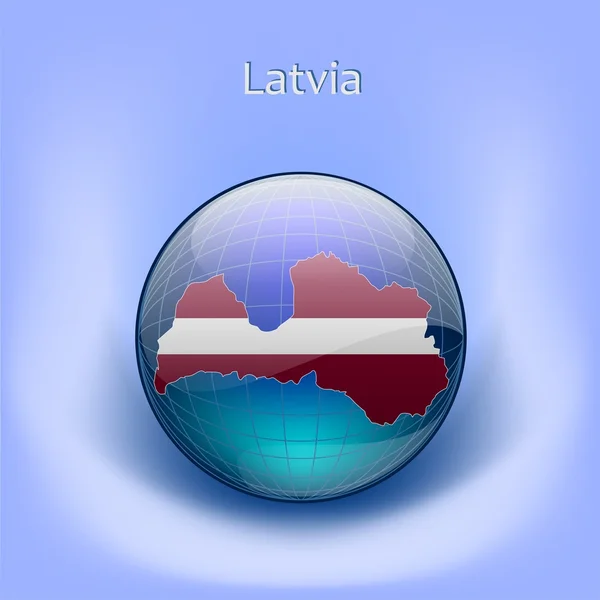 Map of Latvia in the globe — Stock Vector