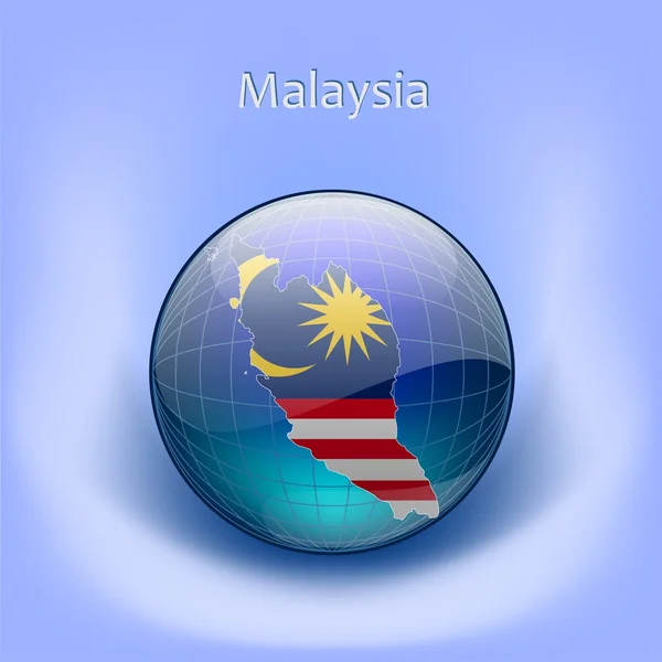 Χάρτη της Μαλαισίας στην globe — Διανυσματικό Αρχείο