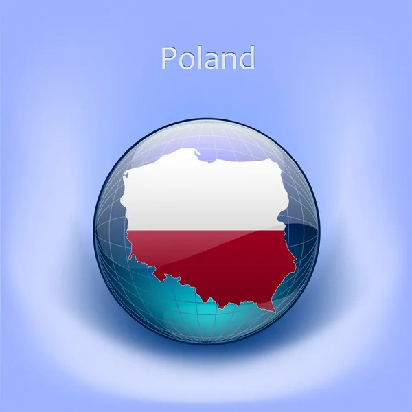 Map of Poland in the globe — Stock Vector