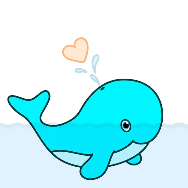 Lindo becerro de ballena — Vector de stock