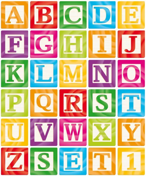 Vector Baby Blocks Set 1 of 3 - Capital Letters Alphabet — Stock Vector