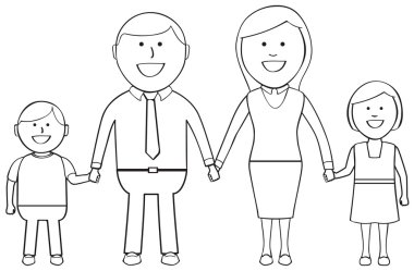 Outlined Happy Family clipart