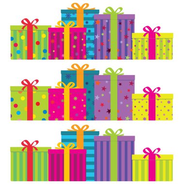 Colorful gift boxes with ribbons & bows. clipart