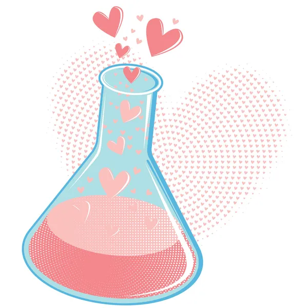 Chemie des Liebeskonzepts oder Liebestranks — Stockvektor