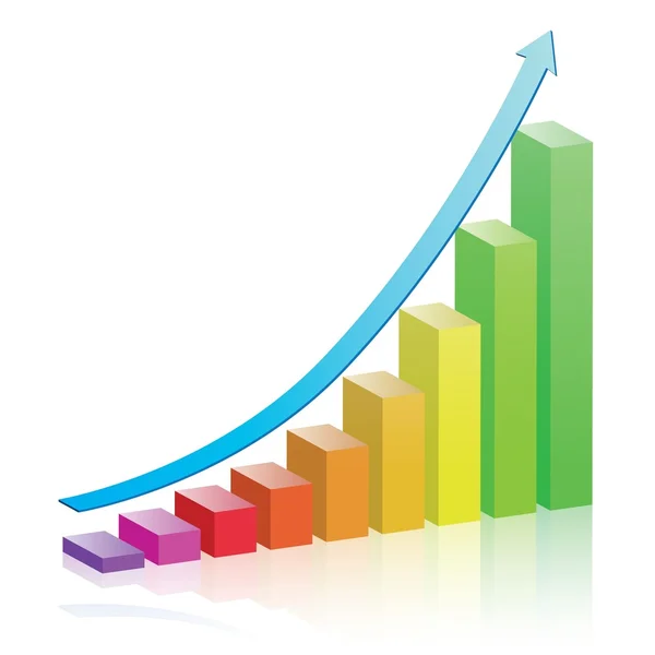 Gráfico de barras de crecimiento y progreso — Vector de stock