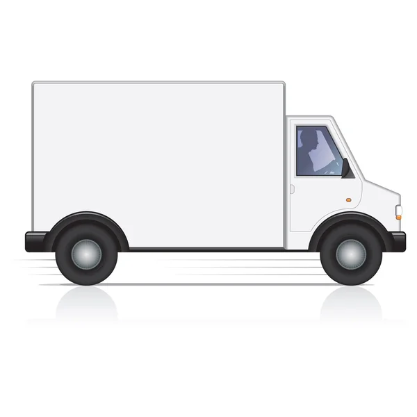 Camión blanco y silueta de conductor — Vector de stock