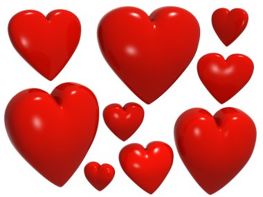 Nine Hearts Isolated on White clipart