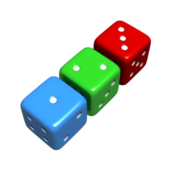 Lucky 1-2-3 Colourful Dice — Stock Photo, Image