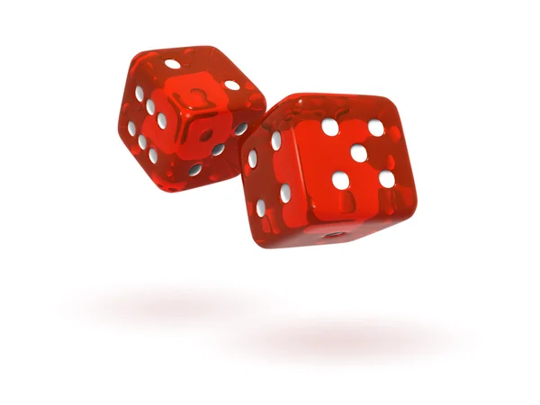 Rolling Red Semi-Transparent Dice — Stock Photo, Image