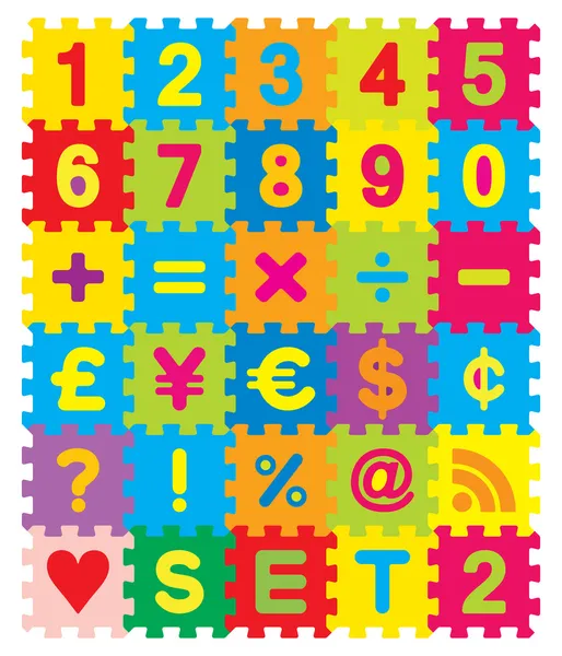 Números e símbolos Puzzle — Vetor de Stock