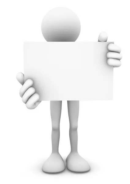3D Person Holding Blank Card — Stock Photo, Image