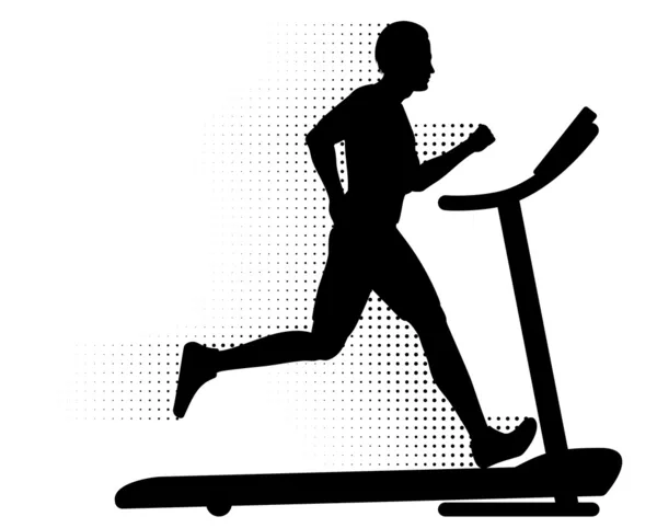 Hombre corriendo en una cinta de correr — Archivo Imágenes Vectoriales