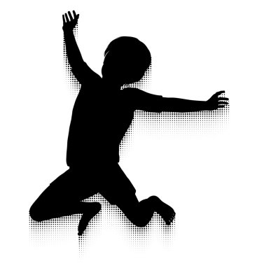 Jumping Child & Halftone Pattern Motion Trail clipart