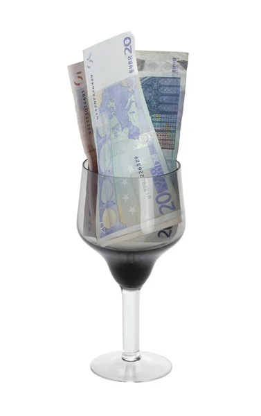 stock image Euro in a glass.