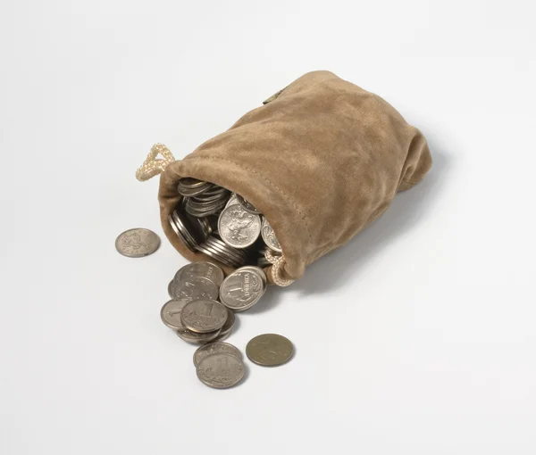 Sack with coins — Stock Photo, Image