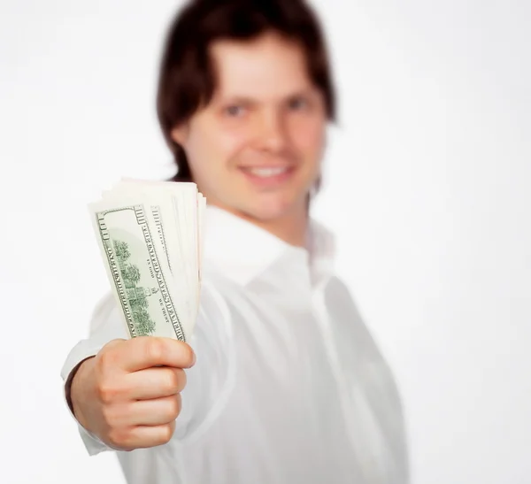 Homem com dólares — Fotografia de Stock