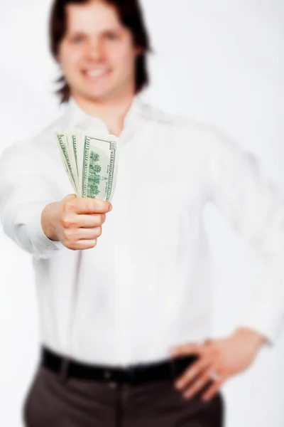 Man with dollars — Stock Photo, Image