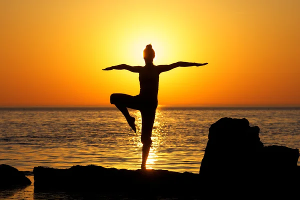 stock image Yoga on sunset