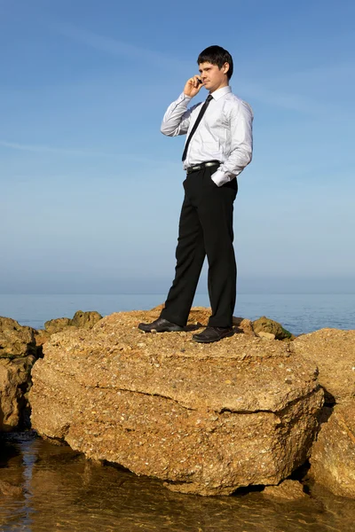 stock image Businessman speaking cellphone