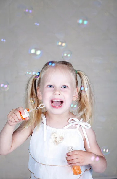 Girl with bubbles — Stock Photo, Image