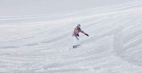 Girl on snowboard — Stock Photo, Image