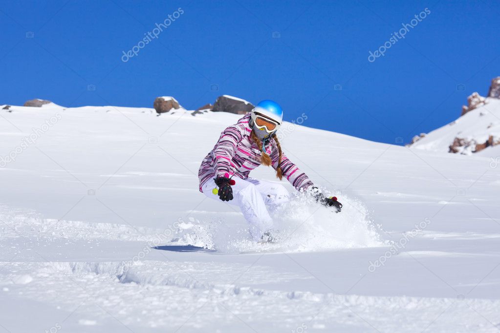 Girl on snowboard