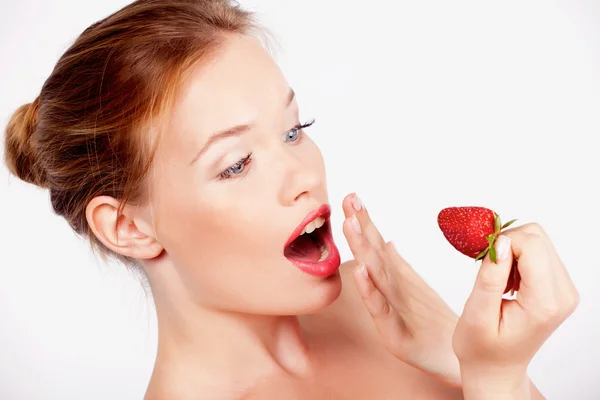 Girl with strawberry Stock Photo