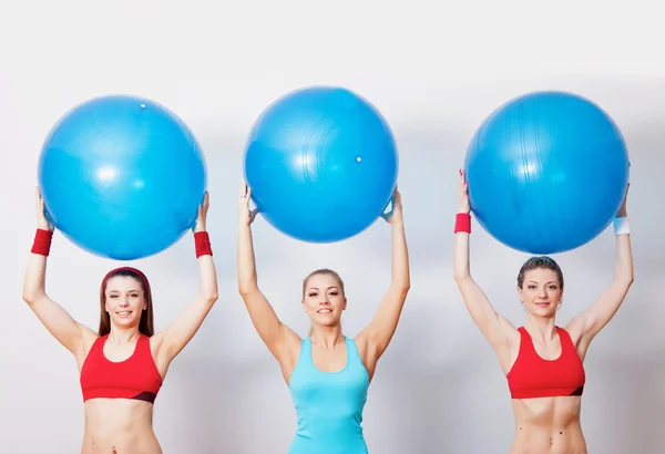 Girls with fitballs — Stock Photo, Image