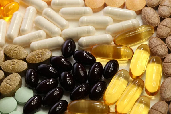 Prášky tablety a měkké gely Stock Snímky