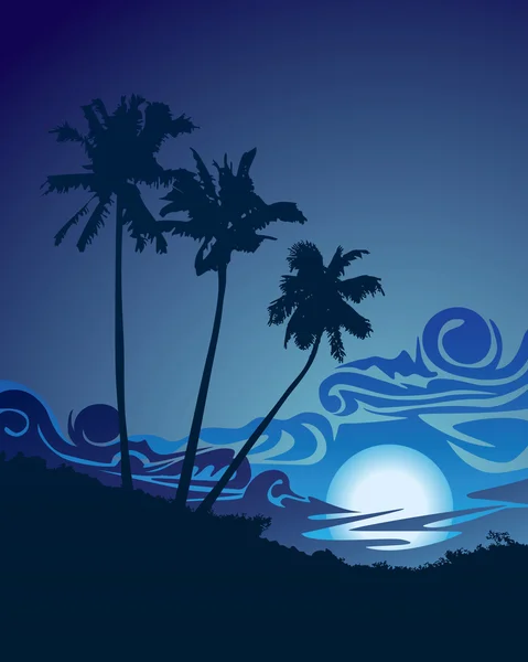 Noche tropical — Archivo Imágenes Vectoriales