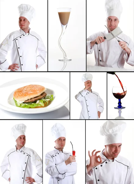 Kocken porträtt collage — Stockfoto