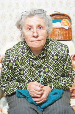 Close-up portrait elderly woman clipart