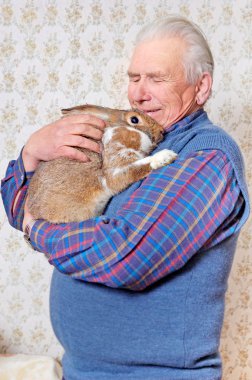 Elderly man with bunny clipart