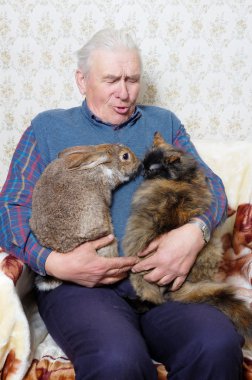 Elderly man with animal clipart