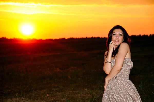 Modelka na sunset — Stock fotografie