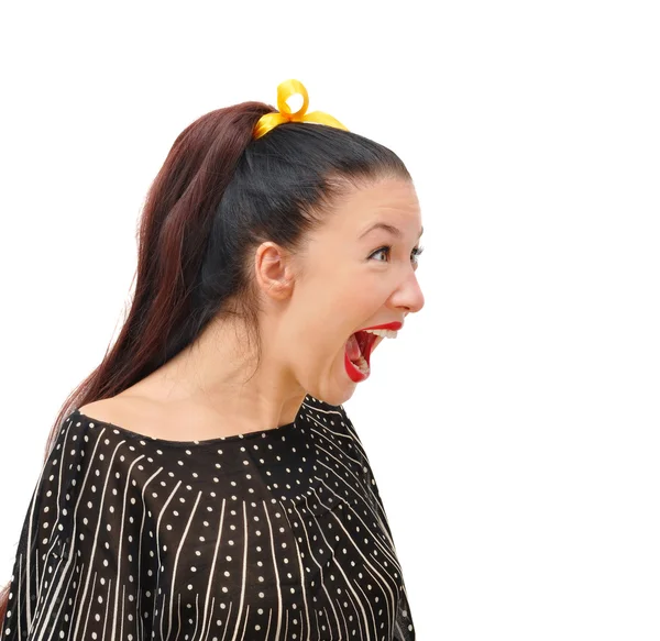 Porträtt av ung kvinna som skrek — Stockfoto