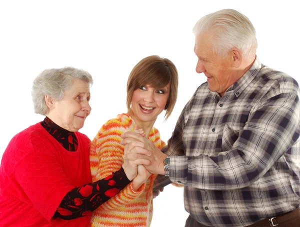 Šťastné prarodiče a vnučka — Stock fotografie