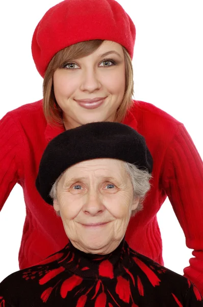 Babička a vnučka s barety — Stock fotografie