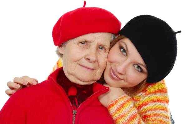 Mutlu büyükanne ve torunu ile bere — Stok fotoğraf