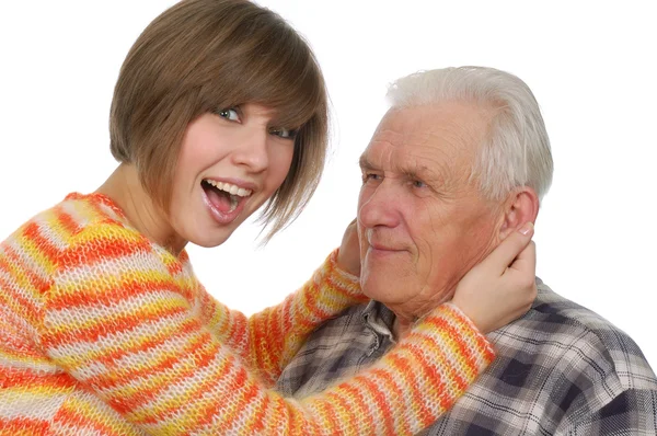 Feliz abuelo y nieta —  Fotos de Stock