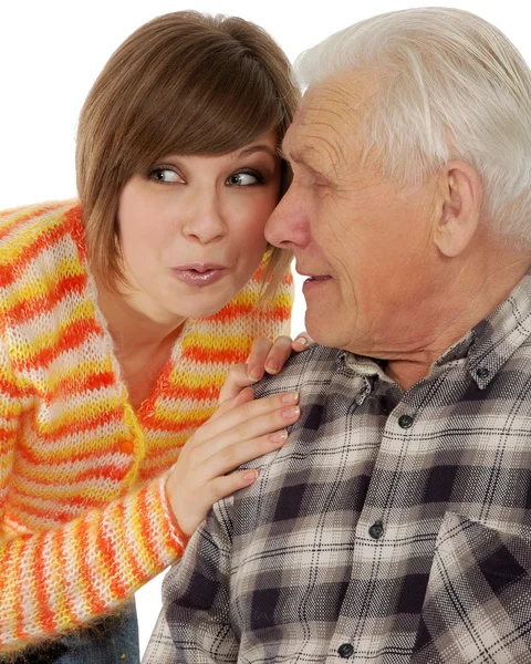 Avô e neta fofocando sobre a vida — Fotografia de Stock