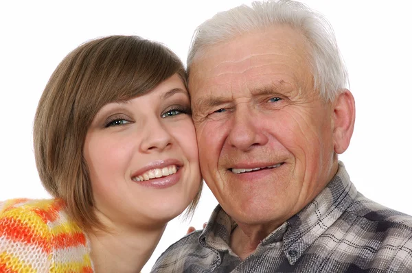 Šťastný dědeček a vnučka — Stock fotografie